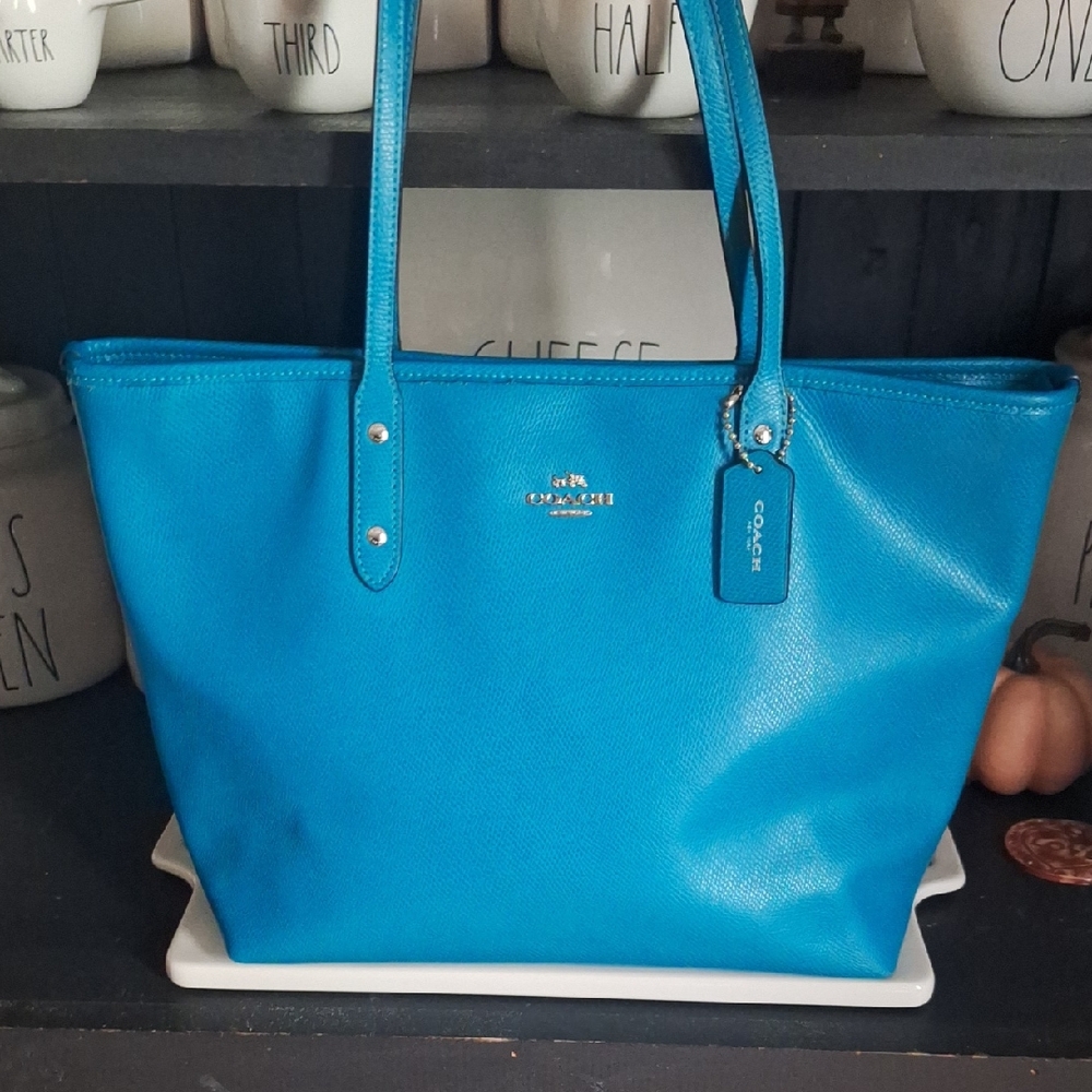 Coach Vibrant Blue Leather Tote
